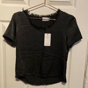 Lanston Black Blouse‎ Short Sleeves